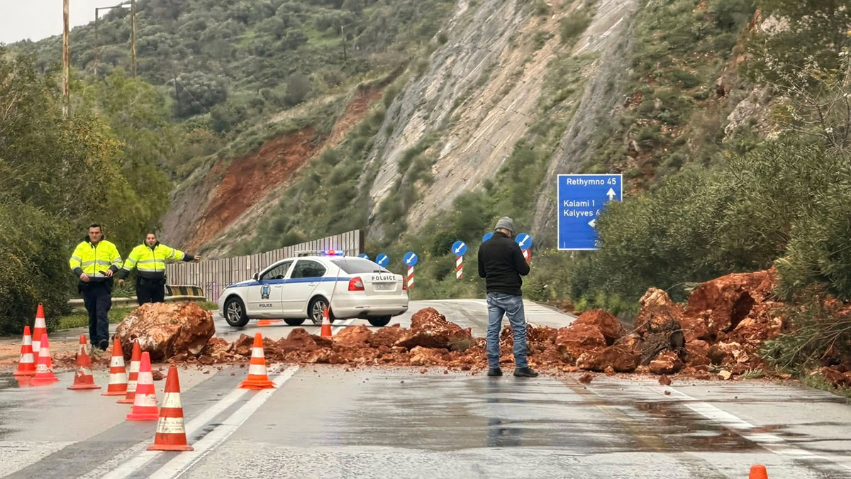 Κακοκαιρία στα Χανιά: Κατολίσθηση στα Μεγάλα Χωράφια