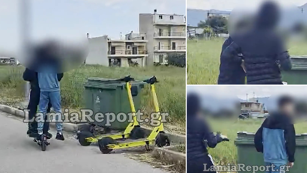 Λαμία: Ανήλικοι σε πατίνι, τρικάβαλο, πέρασαν φανάρι με κόκκινο σε επικίνδυνη διασταύρωση