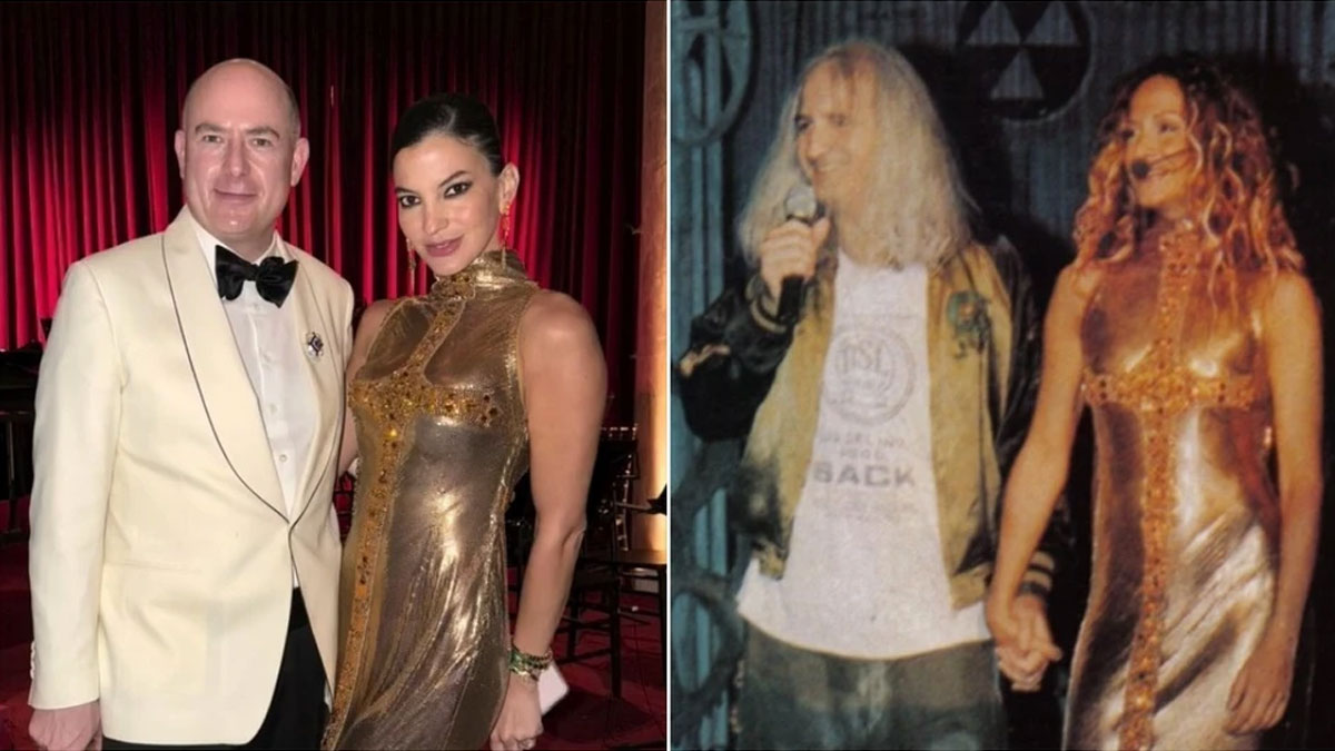 Η Δήμητρα Κούστα με το εμβληματικό χρυσό Versace φόρεμα της Άννας Βίσση από το 1998