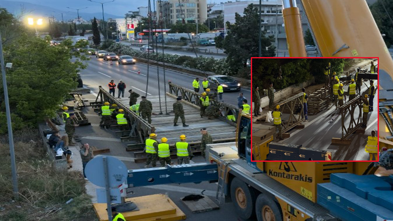 ΓΕΕΘΑ: Το 725 Τάγμα Μηχανικού τοποθέτησε τη νέα γέφυρα στον Κηφισό